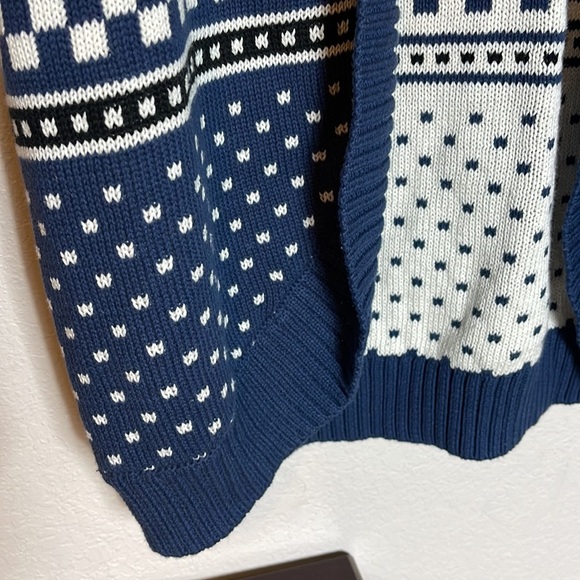 Modcloth Fair Isle Long Line Open Front Cardigan Sweater Blue Boho Western Sm - Picture 4 of 11